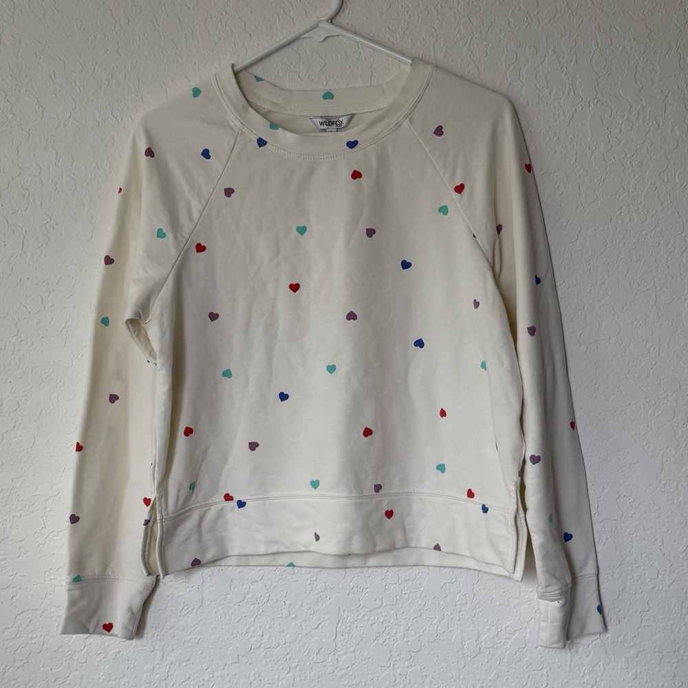 Wildfox Heart Print Long Sleeve Shirt Top Small Lounge Kidcore Love Valentine's